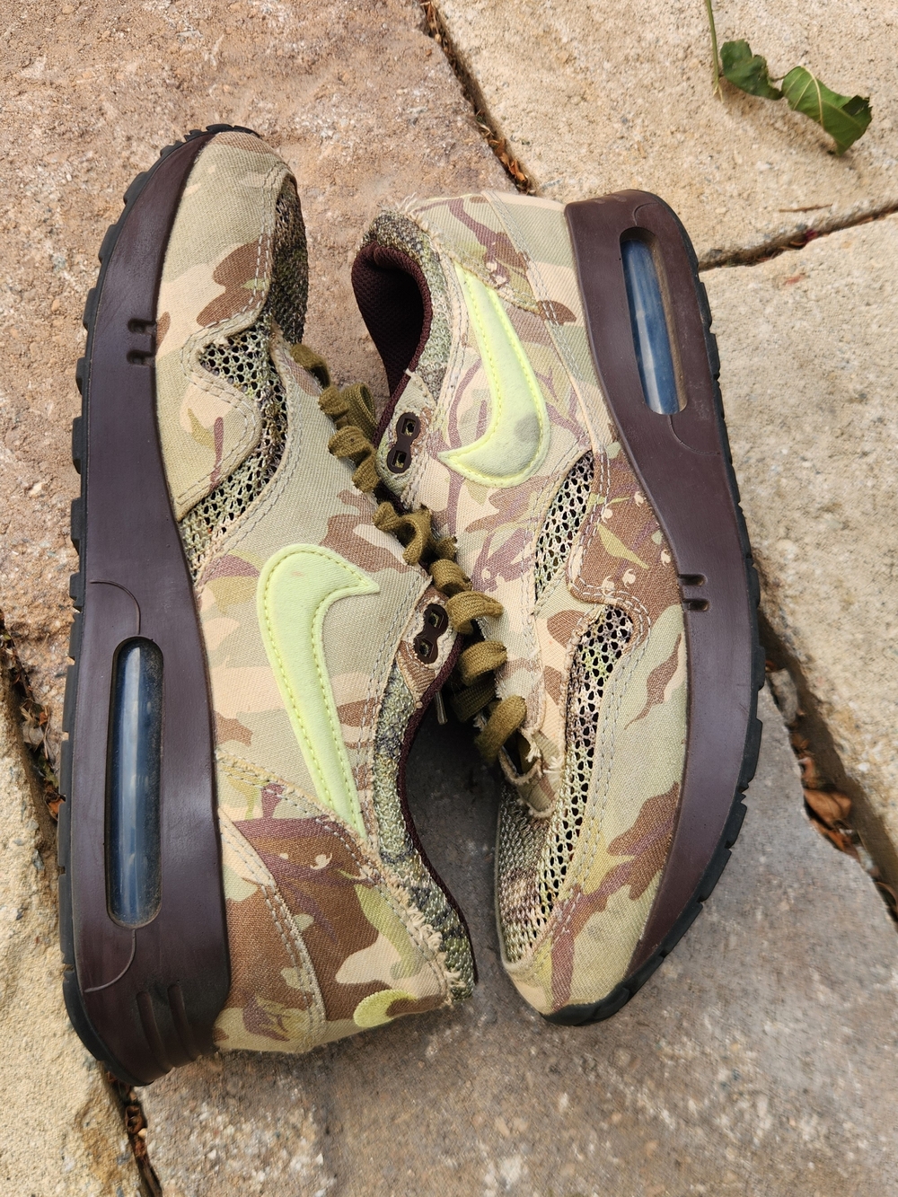 Nike Men’s Air Max Camouflage Sneakers in Olive/Neon